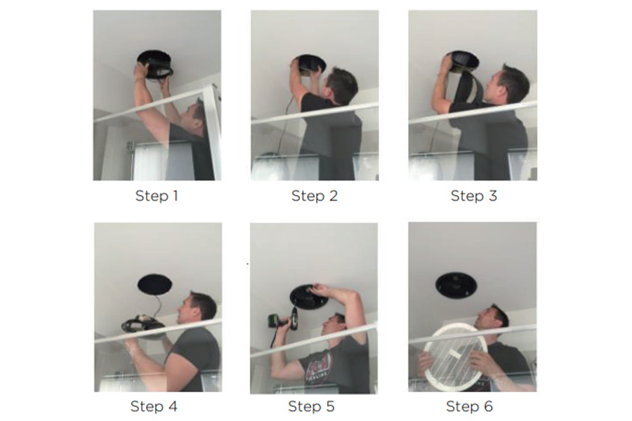 6 step process to install the free exhaust fan seals